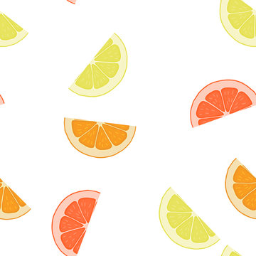 Seamless pattern background lemon, orange, grapefruit