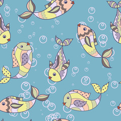 Colorful pattern with fish vintage