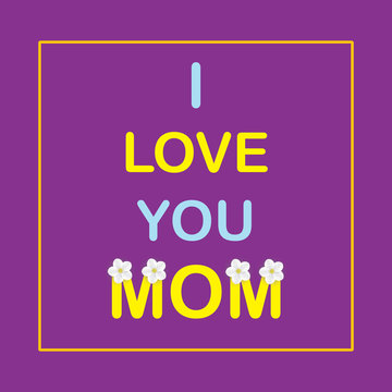 I love you Mom. Banner or poster for Mother's Day with flowers of apple.
