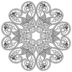 Henna tatoo mandala. Mehndi style.