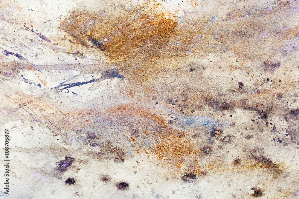 Aufkleber abstract painting with blurry and stained structure. metal rust effect with glitter grains. painting