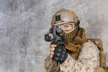 Modern soldier with rifle