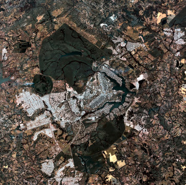 Brasilia from Landsat satellite. Elements of this image furnished by NASA.