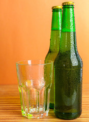 bottle and glass with beer