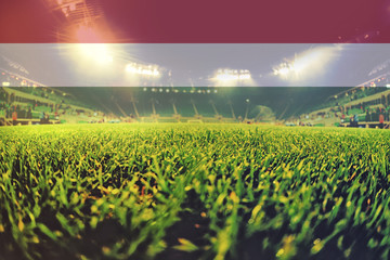 euro 2016 stadium with blending Hungary flag
