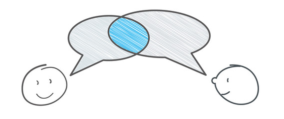 Gespräch Dialog Besprechung grau blau