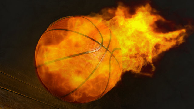 3D illustration of a fire basketball