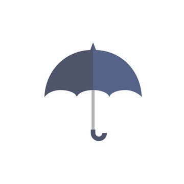 Blue umbrella protects from rain