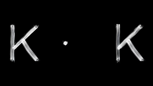 Created by light alphabet over black background. K. UHD