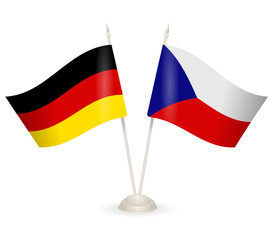 Table stand with flags of Germany and Czech Republic. 