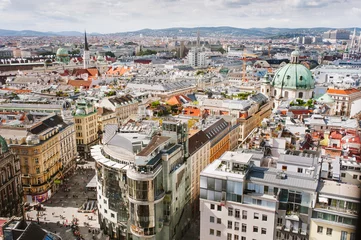 Papier Peint photo autocollant Vienne Vue de la ville de Vienne depuis le toit, Autriche