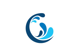 Fototapeta na wymiar circle, wave, water, logo, circle water splash letter C symbol icon vector design