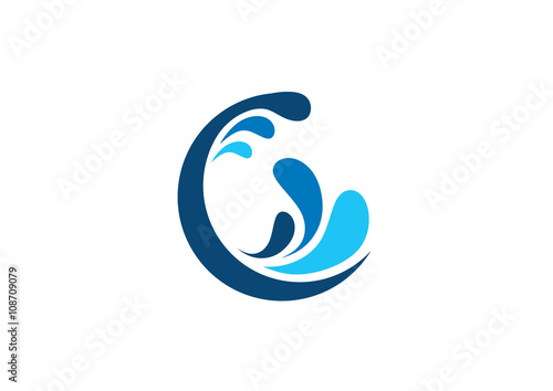 Circle Wave Water Logo Splash Letter C Symbol Icon Circle Wave Water Logo Splash Letter C Symbol Icon Vector