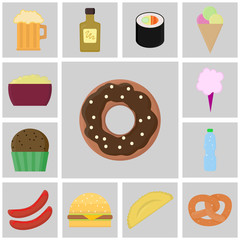 Icon food vector. Icon chocolate donut