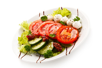 Caprese salad on white background