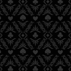 Luxury casino gambling poker background pattern with card symbols