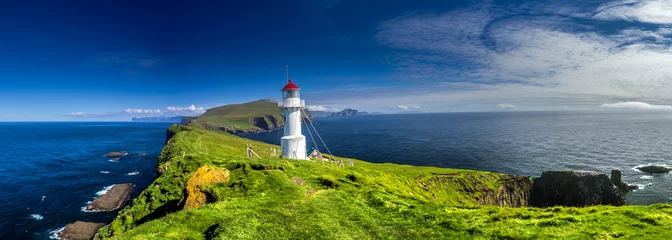 Printed roller blinds Lighthouse Panoramic view of Old lighthouse on the beautiful island Mykines.