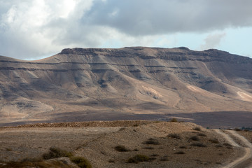 Landscape of fields and mountains near Antigua village, Fuerteventura, Canary Islands, Spain
