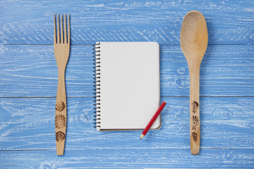 set of wooden Kitchen Tools rustic background