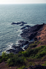 Rocky coast and clear turquoise sea