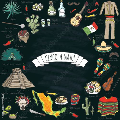 cinco de mayo hand drawn cartoon collection doodle mexico set vector cinco de mayo hand drawn cartoon collection doodle mexico set vector illustration sketchy mexican food icons