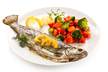 Fish dish - roast trout and vegetables