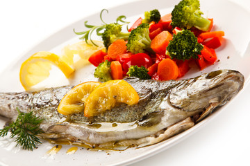 Fish dish - roast trout and vegetables