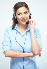 Young woman helpline operator smil portrait.