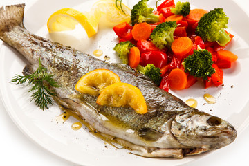 Fish dish - roast trout and vegetables