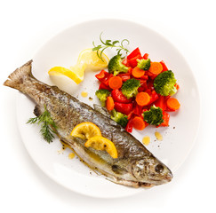 Fish dish - roast trout and vegetables