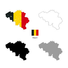 Obraz premium Belgium country black silhouette and with flag on background