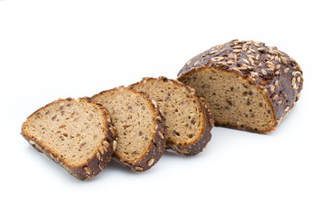 Rye bread isolated on white background.