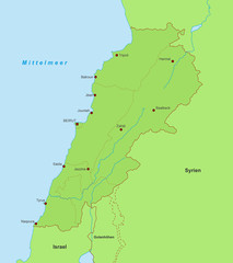 Karte von Libanon - Grün (detailliert)