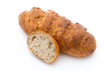 Loaf of bread isolated on white.