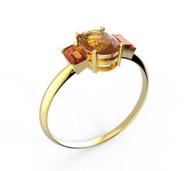 Wedding ring wiith diamond. 3D illustration