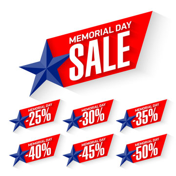 Memorial Day Sale discount labels 