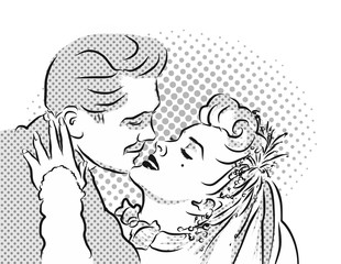 Emotional Kiss. Vintage Artwork.