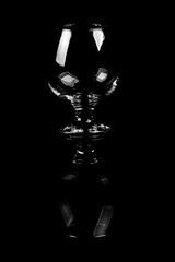 glass for cognac on black background