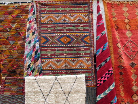 Berber carpet in souk of morocco