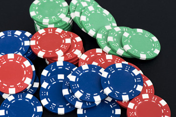 Fiches on black table