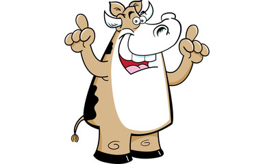 Cartoon illustration of a cow with an idea