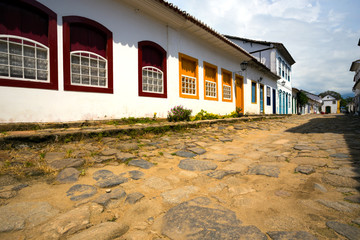 streets of the historical town Paraty Brazil