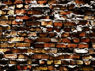 Grunge Brick Wall with Rough Mortar
