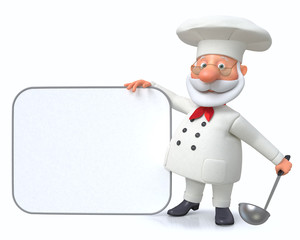 3D illustration the cook shows the menu