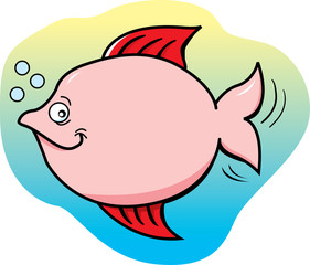 Cartoon illustration of a happy fish.