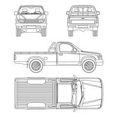 car pickup truck one cab vector illustration - obrazy, fototapety, plakaty