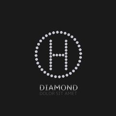 H letter with diamonds