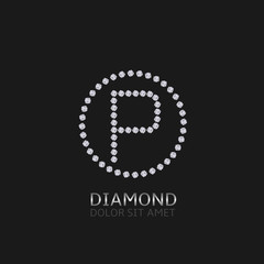 P letter with diamonds