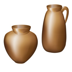 Jug vase dark clay on a white background