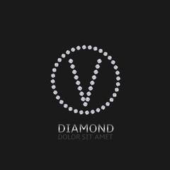 V letter with diamonds